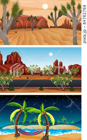 Set of different forest horizontal scenes in different times 84762768