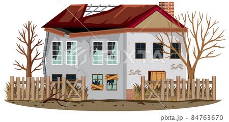 Abandoned house on white background Abandoned house on white background 84763670