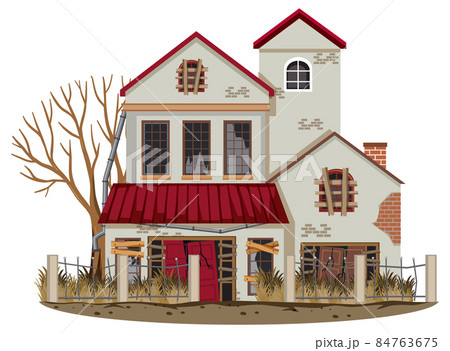 Isolated old broken house in the rural 84763675