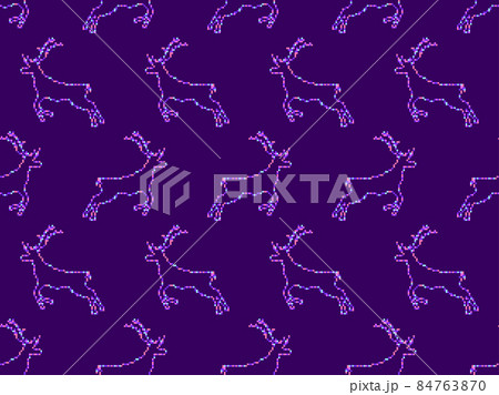 Pixel deer seamless pattern. 8-bit Christmas background with deer in pixel art style. Retro 8-bit video game. Design for printing, wrapping paper and advertising. Vector illustration Pixel deer seamless pattern. 8-bit Christmas background with deer in pixel art style. Retro 8-bit video game. Design for printing, wrapping paper and advertising. Vector illustration 84763870