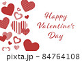 左側にハートが集まっているバレンタインのメッセージカード 84764108