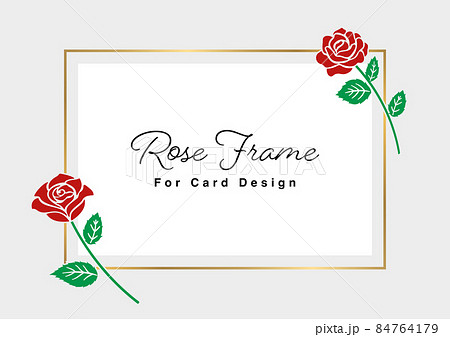 薔薇の花のイラストを装飾したカードのデザイン テンプレート素材のイラスト素材