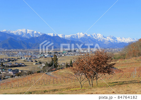 初冬の安曇野と北アルプス 84764182