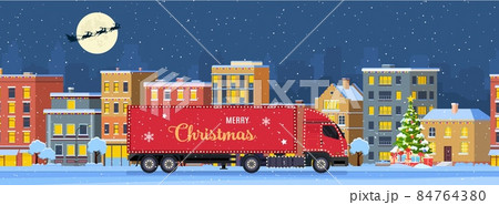 Residential houses with christmas decoration 84764380