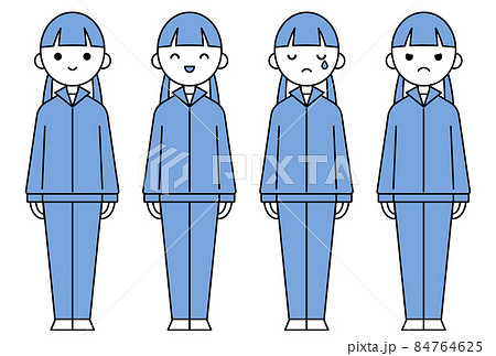 人物イラスト_女子高生表情セット_ジャージ 84764625
