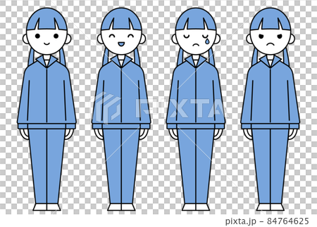 人物イラスト_女子高生表情セット_ジャージ 84764625