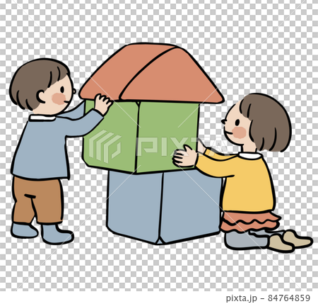 Children stacking blocks 84764859