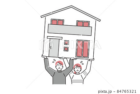 人物 ペアローンを組んで苦労をする夫婦 人物 ペアローンを組んで苦労をする夫婦 84765321