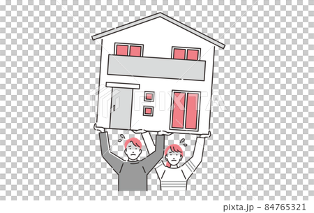 人物 ペアローンを組んで苦労をする夫婦 人物 ペアローンを組んで苦労をする夫婦 84765321