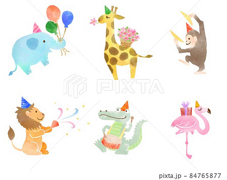 お祝いアニマルのイラスト 84765877