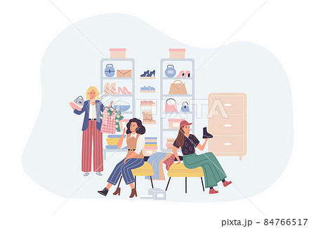 People shopping clothes in store. Diverse man, woman and couple choosing, trying and consulting to each other at fashion boutique. People shopping clothes in store. Diverse man, woman and couple choosing, trying and consulting to each other at fashion boutique. 84766517
