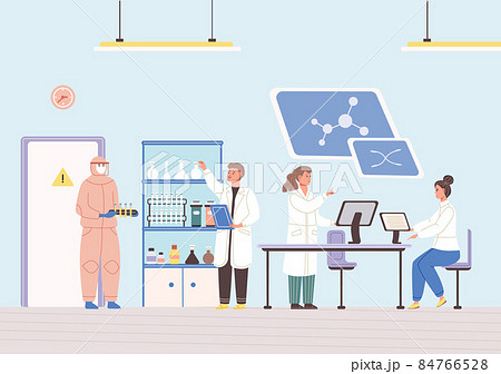 Science researching lab with scientists working use chemical researchers at medical laboratory Science researching lab with scientists working use chemical researchers at medical laboratory 84766528