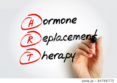 HRT - Hormone Replacement Therapy acronym with marker, health concept background 84766775