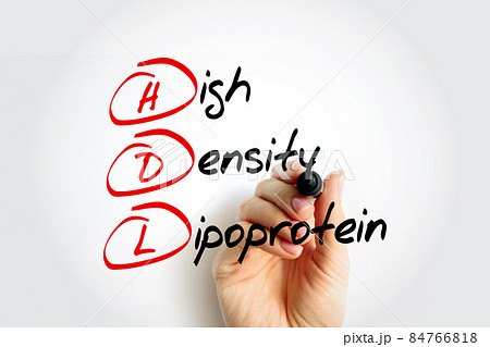 HDL - High-density lipoprotein acronym with marker, health concept background 84766818