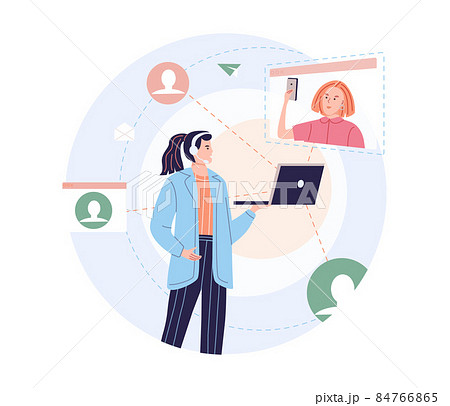 Woman specialist of remote service client support talking online video call to customer 84766865