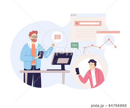 Male programmer accepts application from client. Professional developer customer service support 84766866