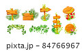Set of pointer wooden board covered by liana branches with place for text natural tropical leaves 84766967