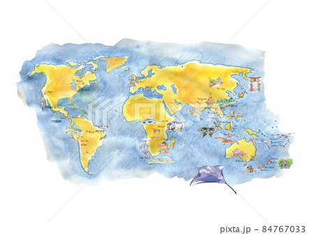 Watercolor world map 84767033
