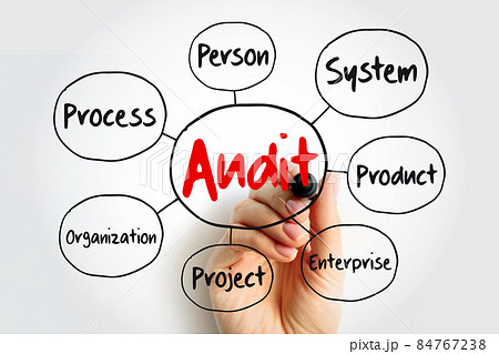Audit evaluation area mind map flowchart with marker, business concept for presentations and reports 84767238