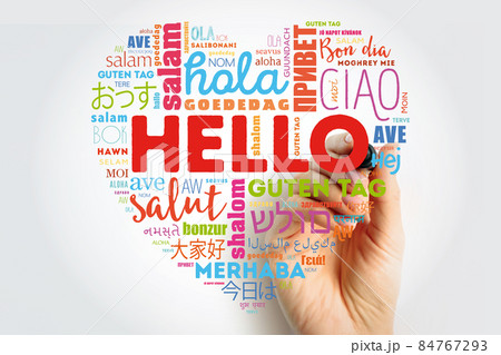Hello Heart word cloud with marker in different languages of the world, background concept 84767293