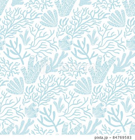 Awesome Cute Vintage Coral Reef Vector Seamless Pattern Design 84769583