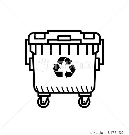 Recycle garbage bin. Trash can black and white Recycle garbage bin. Trash can black and white 84774394