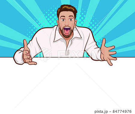 bearded man surprised something on white banner 84774976