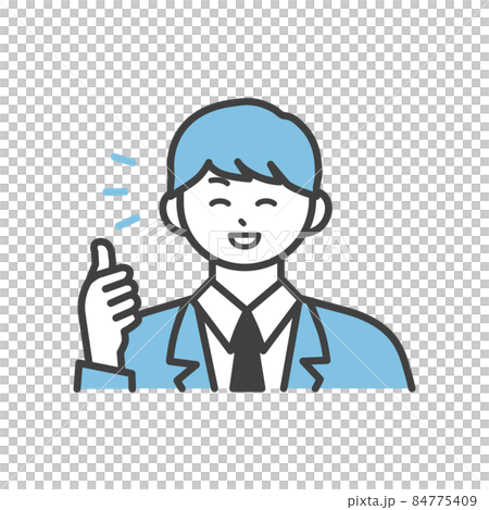 微笑著豎起大拇指的男孩插畫素材 84775409