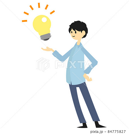 アイディアを閃くイメージの電球と男性 84775827