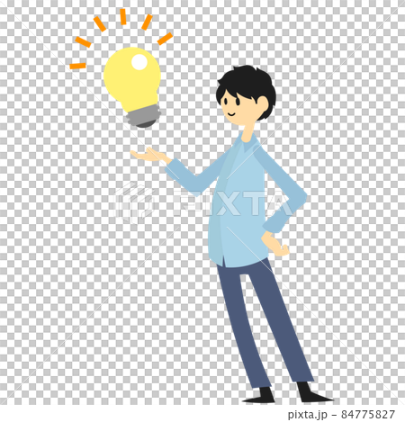アイディアを閃くイメージの電球と男性 84775827