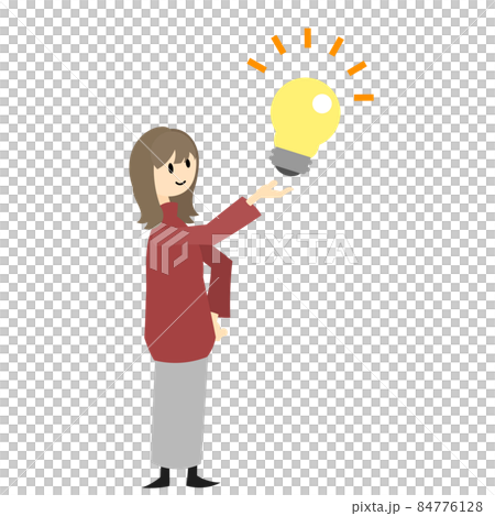 アイディアを閃いたイメージの電球と女性 84776128