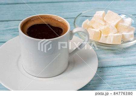 Turkish coffee and a bowl of Turkish delight. Turkish coffee and a bowl of Turkish delight. 84776380