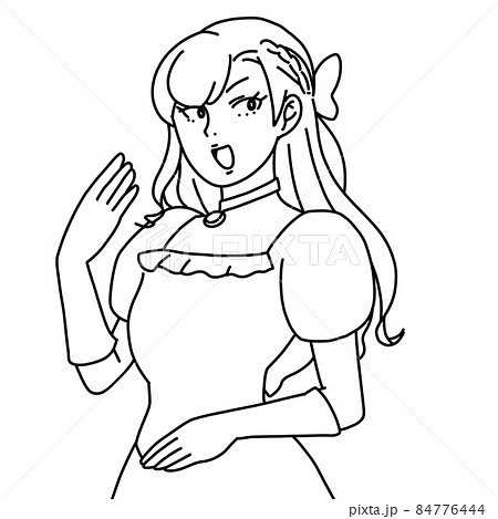 高笑いする金髪悪役令嬢（モノクロ） 84776444