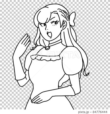 高笑いする金髪悪役令嬢（モノクロ） 84776444