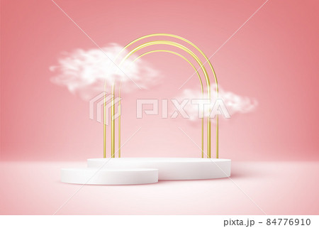 Product display podium decorated with realistic cloud on pastel background Product display podium decorated with realistic cloud on pastel background 84776910