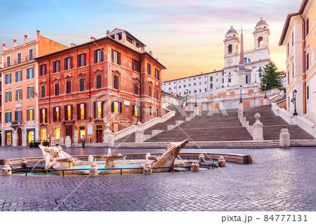 Fountain of the Boat and the Spanish Steps, Rome, Italy Fountain of the Boat and the Spanish Steps, Rome, Italy 84777131