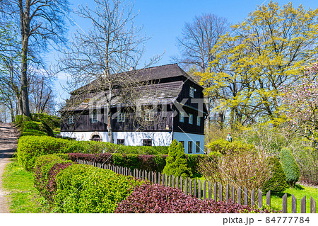 Traditional old half-timbered rural house 84777784