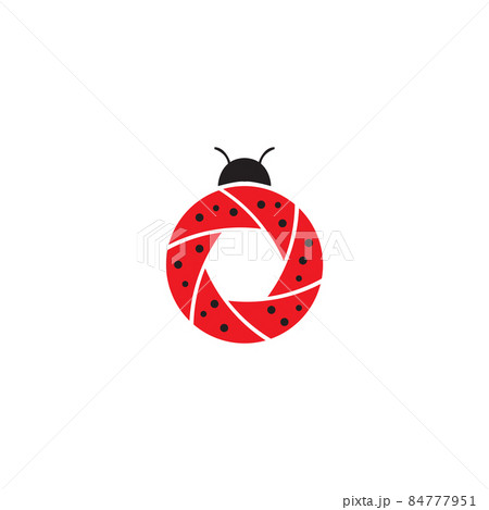 shutter lens camera with lady bug insect logo symbol icon vector graphic design illustration idea creative 84777951