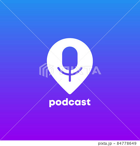 podcast logo icon with a pin marker podcast logo icon with a pin marker 84778649