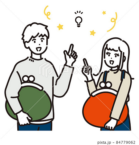 財布を持って閃いた夫婦のイラスト 84779062