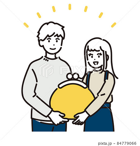 協力して家計を管理をする夫婦のイラスト 協力して家計を管理をする夫婦のイラスト 84779066
