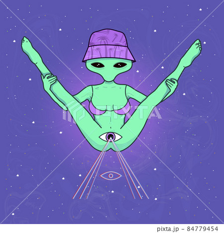 Alien sexy hot girl in space. Vector cartoon... - Stock Illustration  [84779454] - PIXTA
