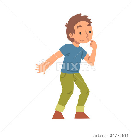 Little Boy Playing Hide And Seek Searching For のイラスト素材