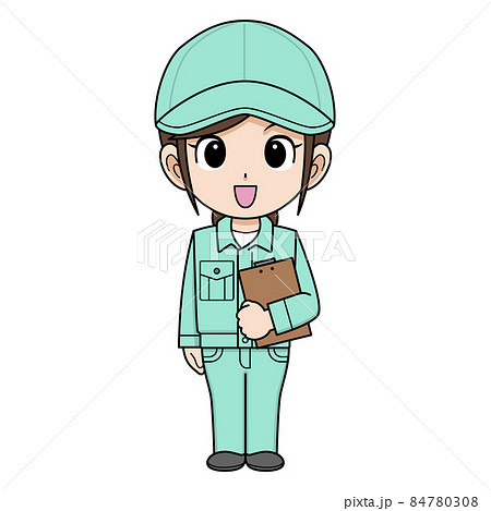 バインダーを持つ作業員の女性　帽子 84780308