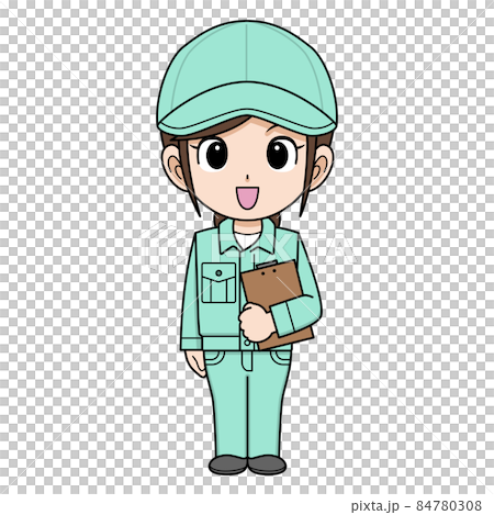 バインダーを持つ作業員の女性　帽子 84780308