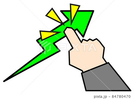 上昇する矢印を指さしで説明するイラストのイラスト素材