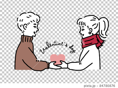 バレンタインチョコを渡す女性のイラスト 84780876