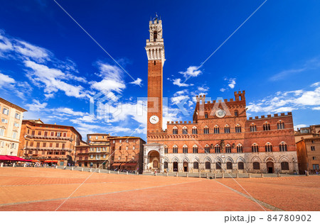 Siena, Italy - Piazza del Campo and the Mangia Tower 84780902