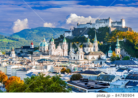 Salzburg, Austria. Beautiful view skyline with Festung Hohensalzburg. 84780904