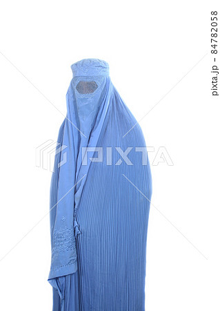 Woman in Blue Burqa from Afghanistan Isolated on White Woman in Blue Burqa from Afghanistan Isolated on White 84782058